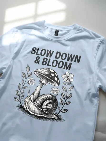 Amazing Mushroom Snail T-Shirt – Slow Down & Bloom Tee - Image 5