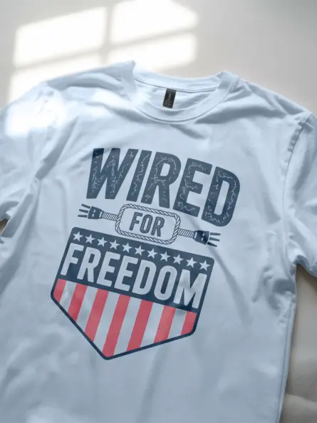 Patriotic Electrician T-Shirt - WIRED FOR FREEDOM - Image 5