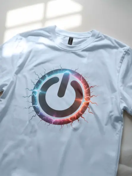 Power Button T-Shirt with Futuristic Electric Symbol - Image 5