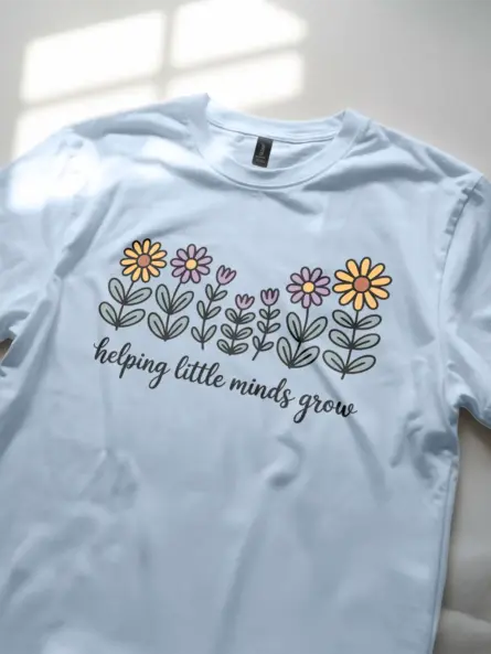 Helping Little Minds Grow Preschool Teacher Shirt – Floral Gift Tee - Image 5