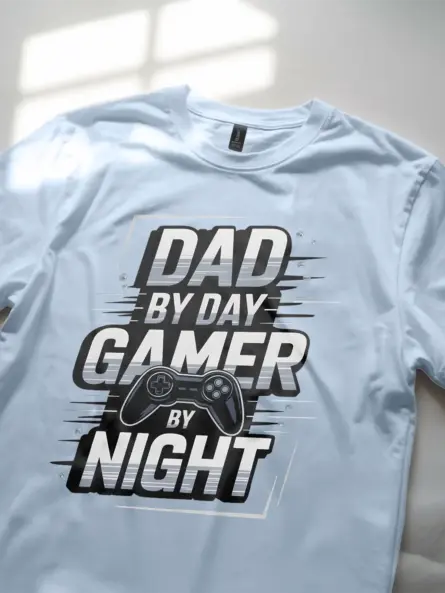 light blue gamer dad shirt gift