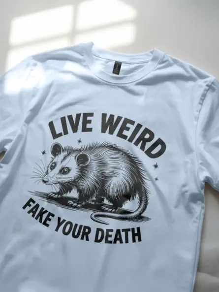 light blue live weird fake your death shirt dark humor top