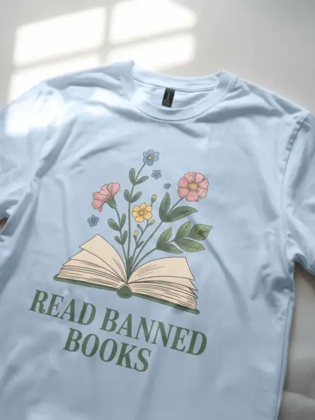 Read Banned Books T-Shirt – Vintage Floral Advocacy Tee for Readers - Image 5