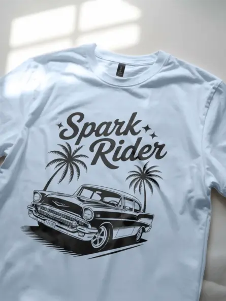 Retro 1957 Chevy Bel Air T-Shirt – Spark Rider Graphic Tee - Image 5