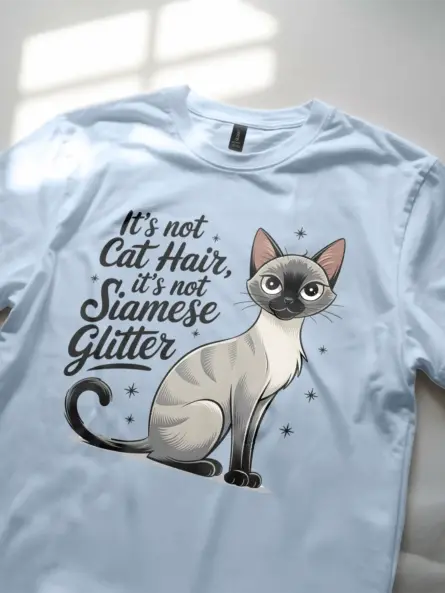 Siamese Cat Glitter Shirt – Funny Cat Hair Tee - Image 5