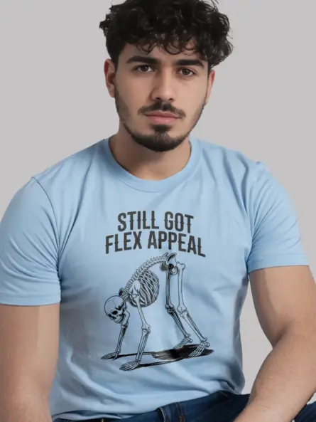 Bold Skeleton Yoga Shirt – Still Got Flex Appeal Humor Tee - Image 6