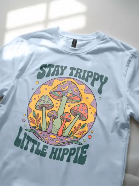Trippy Mushroom Hippie T-Shirt Stay Trippy Little Hippie - Image 5