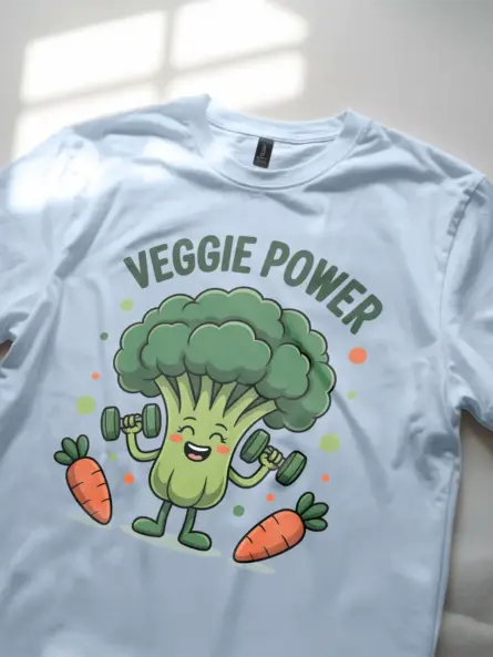 Funny Vegetable Pun T-Shirt – Veggie Power Broccoli Gym Tee for Kids & Adults - Image 5