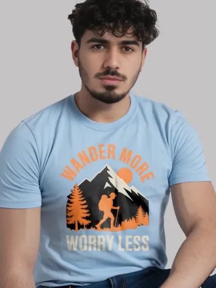 Wander More Worry Less T-Shirt – Vintage Hiking Mindfulness Tee - Image 6