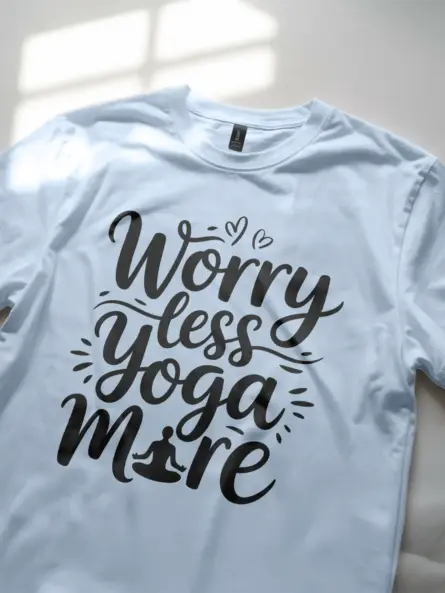 Motivational Worry Less Yoga More T-Shirt - Image 5