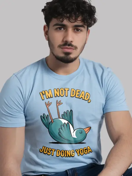 Funny Yoga Bird T-Shirt – Hilarious Not Dead Just Doing Yoga Tee - Image 6