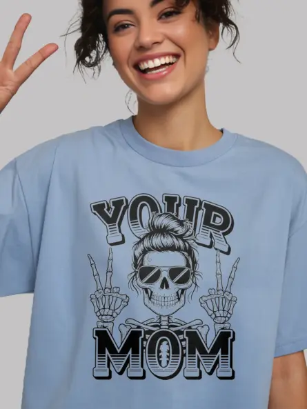 light blue edgy mom graphic apparel