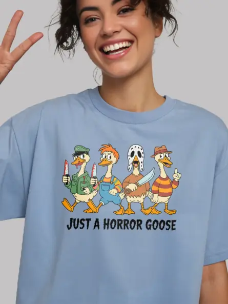 Funny Horror Goose T-Shirt for Halloween – Spooky Animal Parody Tee - Image 12