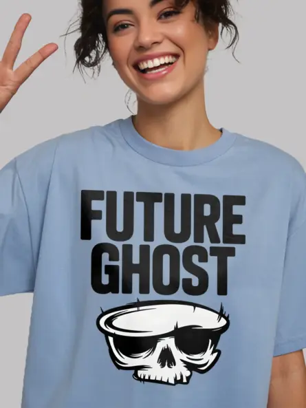light blue Future Ghost T-Shirt – anti-social humor ghost tee