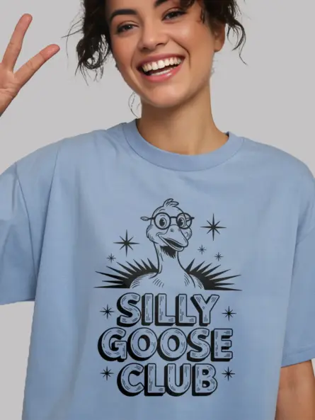 light blue silly goose club shirt vintage cartoon style