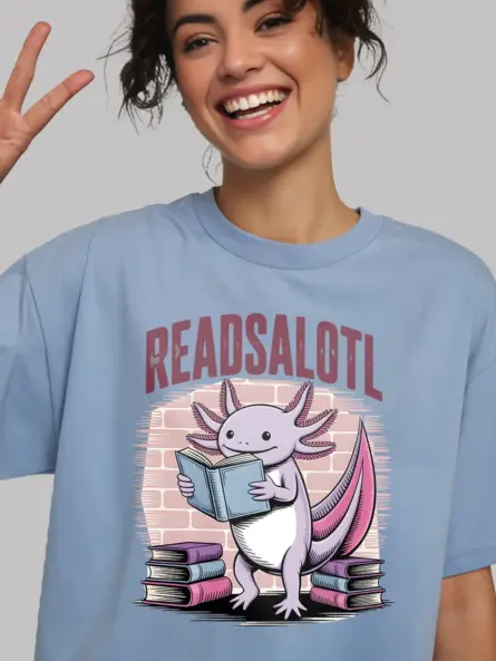 Axolotl Reading Shirt – Funny “Readsalotl” Graphic Tee for Book Lovers - Image 6