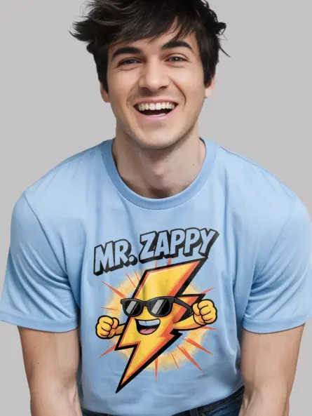 Cartoon Lightning Bolt Kids T-Shirt Mr. Zappy - Image 6