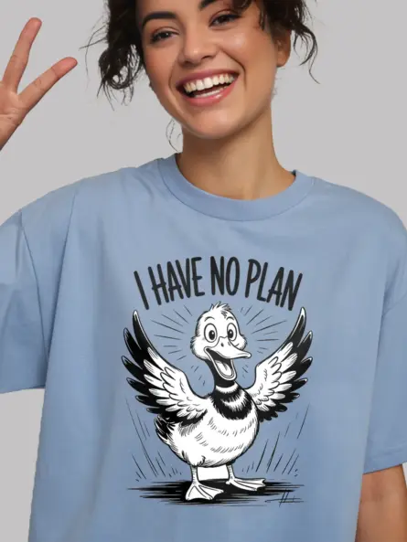 Chaotic Duck T-Shirt – Funny “I Have No Plan” Cartoon Tee - Image 6