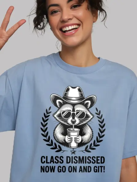 Class Dismissed T-Shirt – Funny Western Raccoon Teacher Gift Tee - Image 6