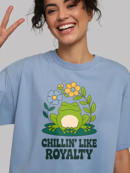Cottagecore Frog T-Shirt – Chillin’ Like Royalty Tee for Nature Lovers - Image 6