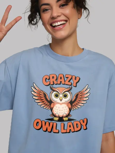 Crazy Owl Lady T-Shirt for Women – Funny Retro Bird Lover Tee - Image 12