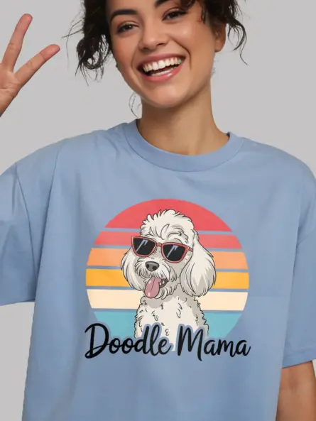 Doodle Mama T-Shirt for Dog Moms – Retro Style Pet Parent Apparel - Image 2