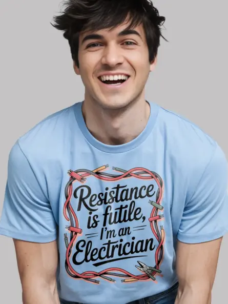 Funny Electrician T-Shirt Vintage – Resistance is Futile Design - Image 6
