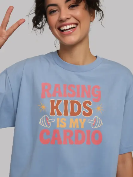Funny Mom Workout T-Shirt – Raising Kids Is My Cardio - Image 3