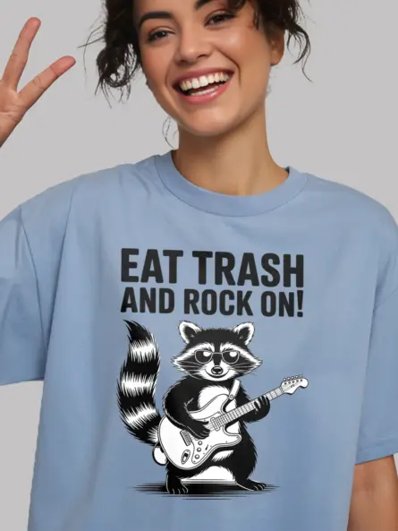 Funny Raccoon T-Shirt – Eat Trash and Rock On Punk Style - Image 5