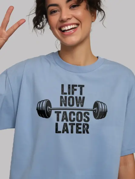 Lift Now Tacos Later Funny Taco Gym T-Shirt - Image 5