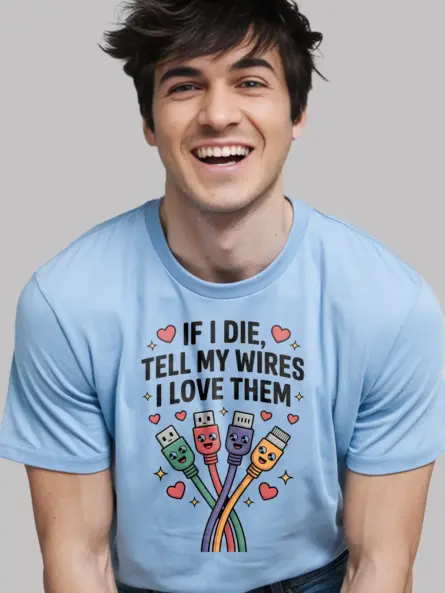 Funny Tech Lover T-Shirt with Cute Wires - Image 9