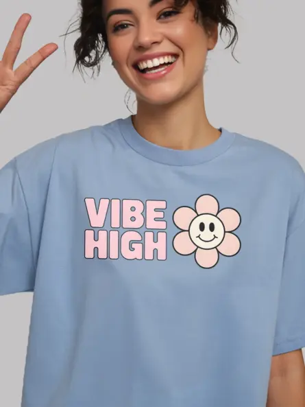 High Vibe T-Shirt – Cute Pastel Flower Tee for Positive Minds - Image 3