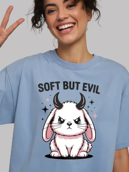 Kawaii Bunny T-Shirt with Attitude – Soft But Evil Graphic Tee - Image 7