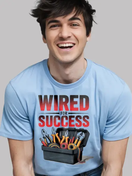 Motivational Electrician T-Shirt - WIRED FOR SUCCESS - Image 6