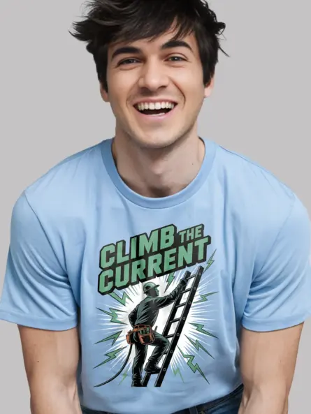 Climb the Current Motivational Electrician T-Shirt - Image 6