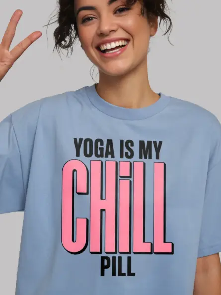 Yoga Chill T-Shirt Yoga Is My Chill Pill Bold Wellness Tee - Image 6
