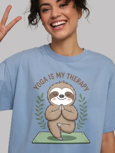 Yoga Is My Therapy Shirt – Adorable Sloth Tee for Stress Relief - Image 12