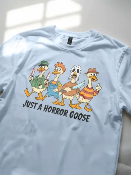 Funny Horror Goose T-Shirt for Halloween – Spooky Animal Parody Tee - Image 11