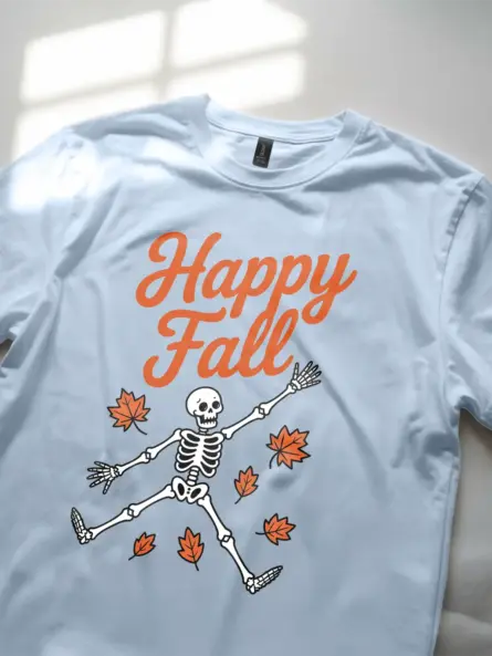 light blue Shirt – Happy Fall Skeleton T-Shirt