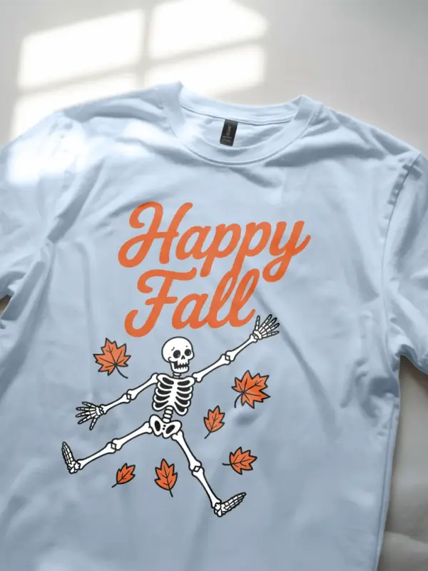 light blue Shirt – Happy Fall Skeleton T-Shirt
