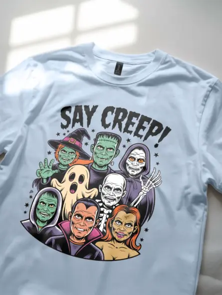 Retro Classic Monster T-Shirt – Say Creep! Vintage Halloween Tee - Image 5