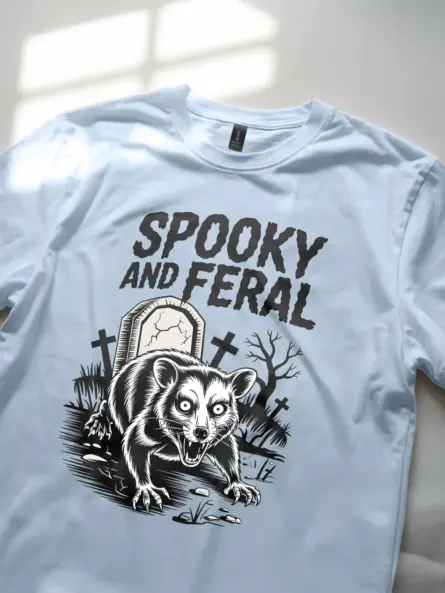 Spooky Possum T-Shirt – Feral Girl Fall Chaos Animal Meme Tee - Image 5