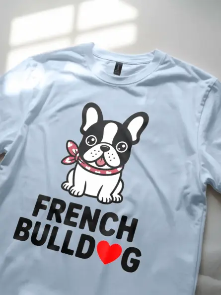 French Bulldog Shirt – Kawaii Dog Mom Gift Tee with Heart Scarf - Image 5
