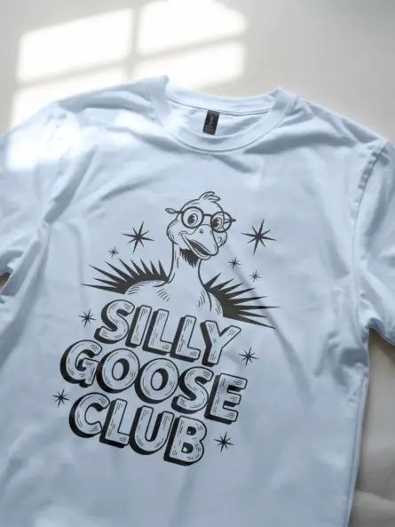 Lifestyle photo dark heather silly goose club shirt funny adult tee