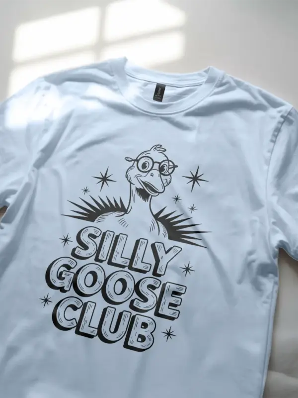 Lifestyle photo dark heather silly goose club shirt funny adult tee