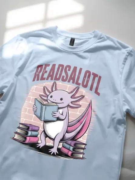 Axolotl Reading Shirt – Funny “Readsalotl” Graphic Tee for Book Lovers - Image 5