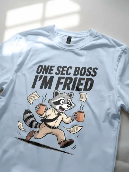 Burnout Humor T-Shirt – Funny Raccoon Work Tee for Overworked Pros - Image 5