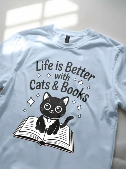 Charming Cat Book Lover Shirt – Cute Kawaii Tee for Readers - Image 5