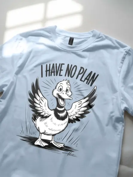 Chaotic Duck T-Shirt – Funny “I Have No Plan” Cartoon Tee - Image 5