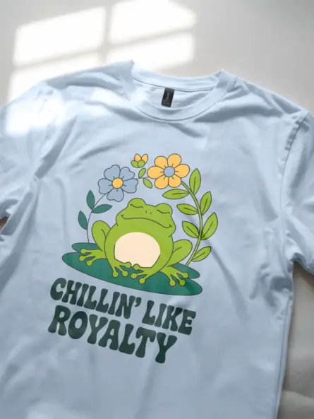 Cottagecore Frog T-Shirt – Chillin’ Like Royalty Tee for Nature Lovers - Image 5